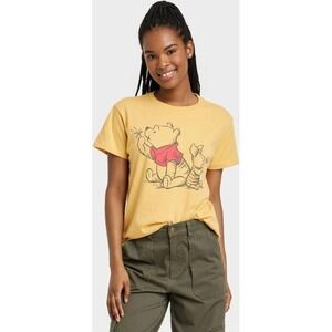 Disney Winnie the‎ Pooh Piglet Graphic T Shirt Size Medium Yellow Cotton